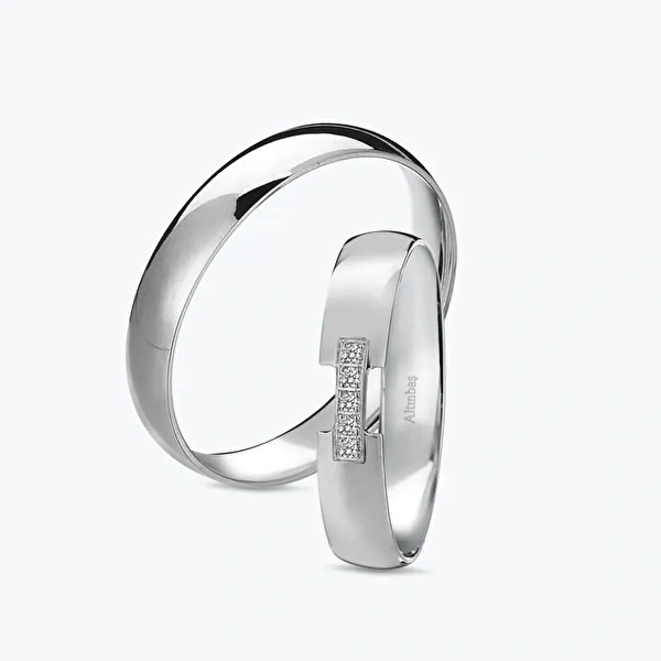 Pırlantalı Altın İkili Alyans