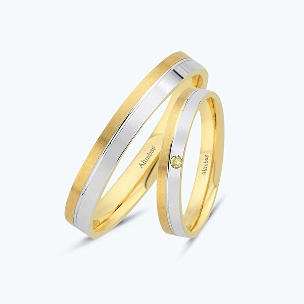 Pırlantalı Altın İkili Alyans