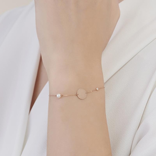 0.02 Karat Pırlanta İncili Bileklik