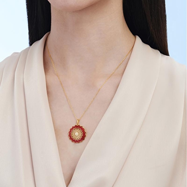 22 Ayar Altınbaş Mandala Kolye