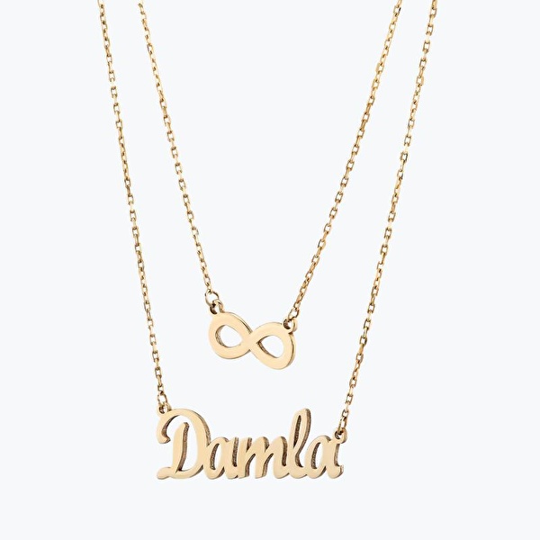 Altın Çift Zincir İsim Kolye