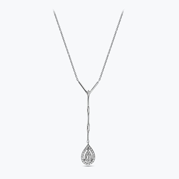 0.14 Karat Pırlanta Baget Kolye