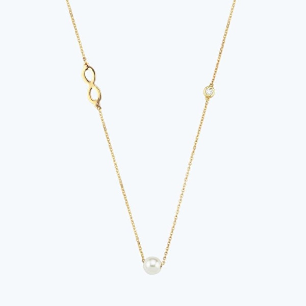 0.02 Karat Pırlanta İncili Sonsuzluk Kolye