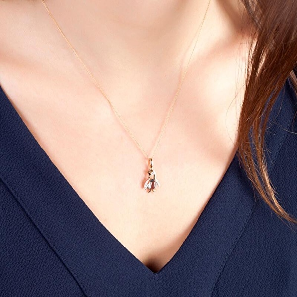 0.06 Karat Pırlanta Mavi Topaz Penguen Kolye