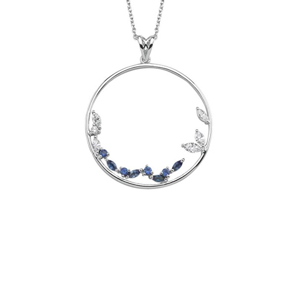 0.57 Karat Pırlanta Safir Markiz Kolye