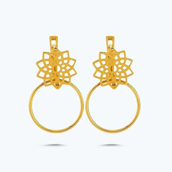 22 Ayar Altınbaş Mandala Küpe