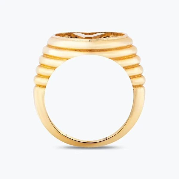 Altın Marin V Harfi Kalp Yüzük