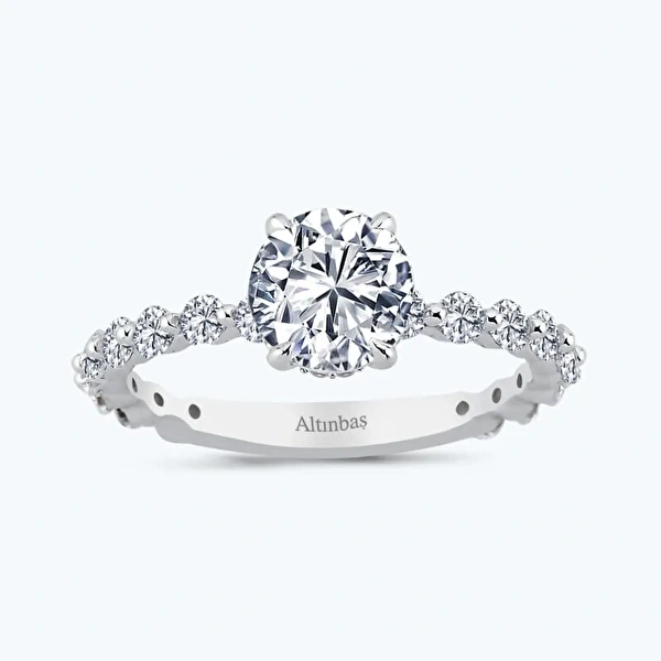 Altın Kolları Taşlı Tektaş Yüzük