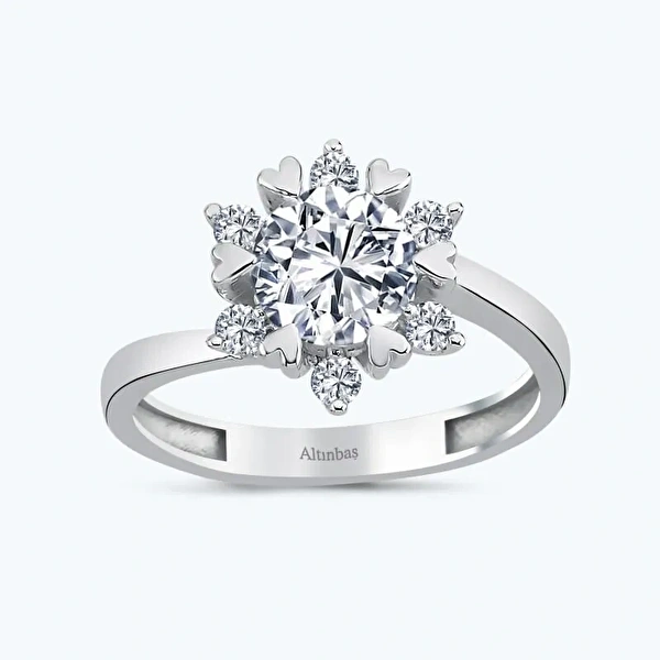 Altın Tektaş Kalpli Yüzük