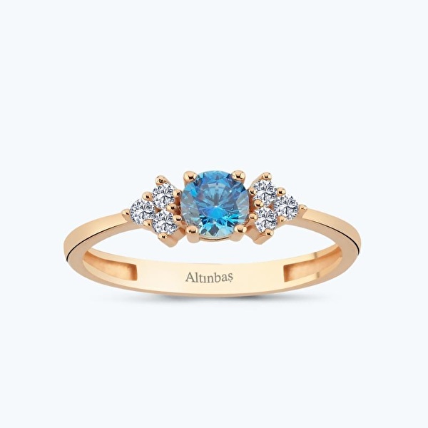 Mavi Taşlı Altın Yüzük