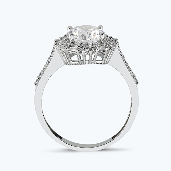 Altın Kolları Taşlı Tektaş Yüzük