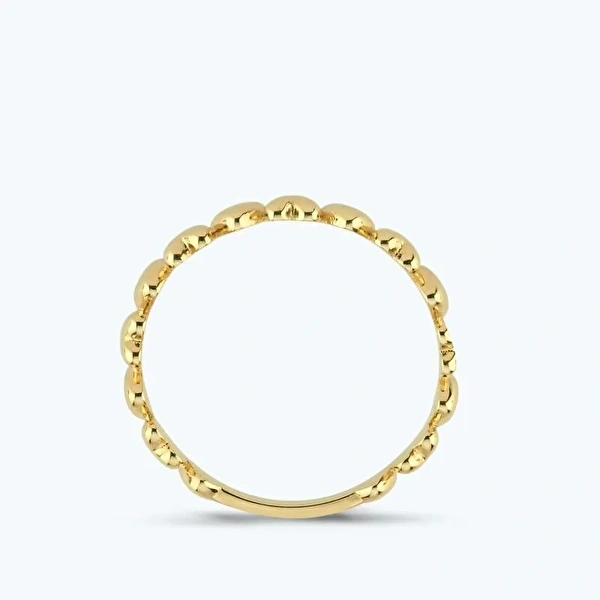 Altın Sıralı Kalpli Yüzük