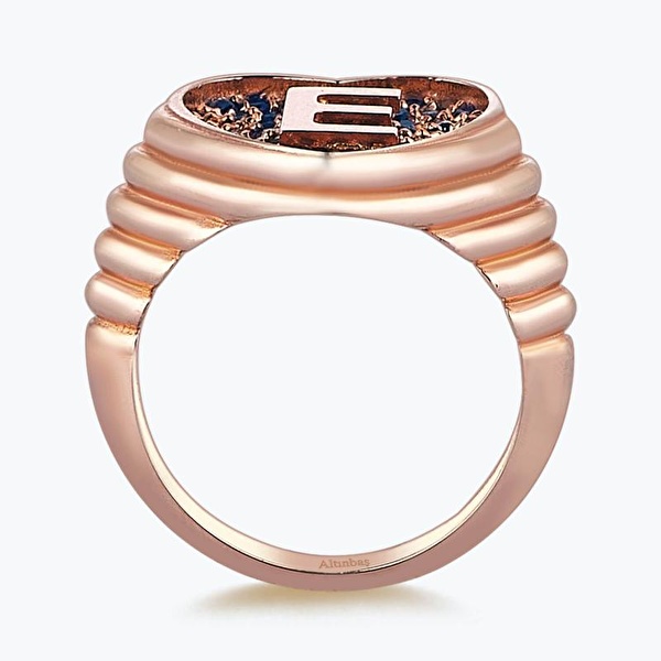 Altın Marin E Harfi Kalp Yüzük