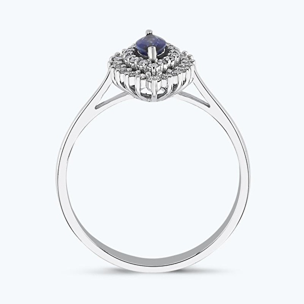 0.50 Karat Pırlanta Safir Yüzük