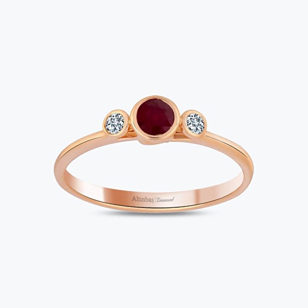 0.07 Karat Pırlanta Yakut Tria Yüzük