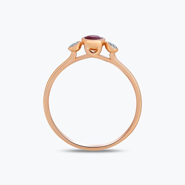 0.07 Karat Pırlanta Yakut Tria Yüzük