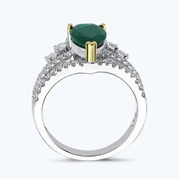 2.97 Karat Pırlanta Zümrüt Damla Yüzük