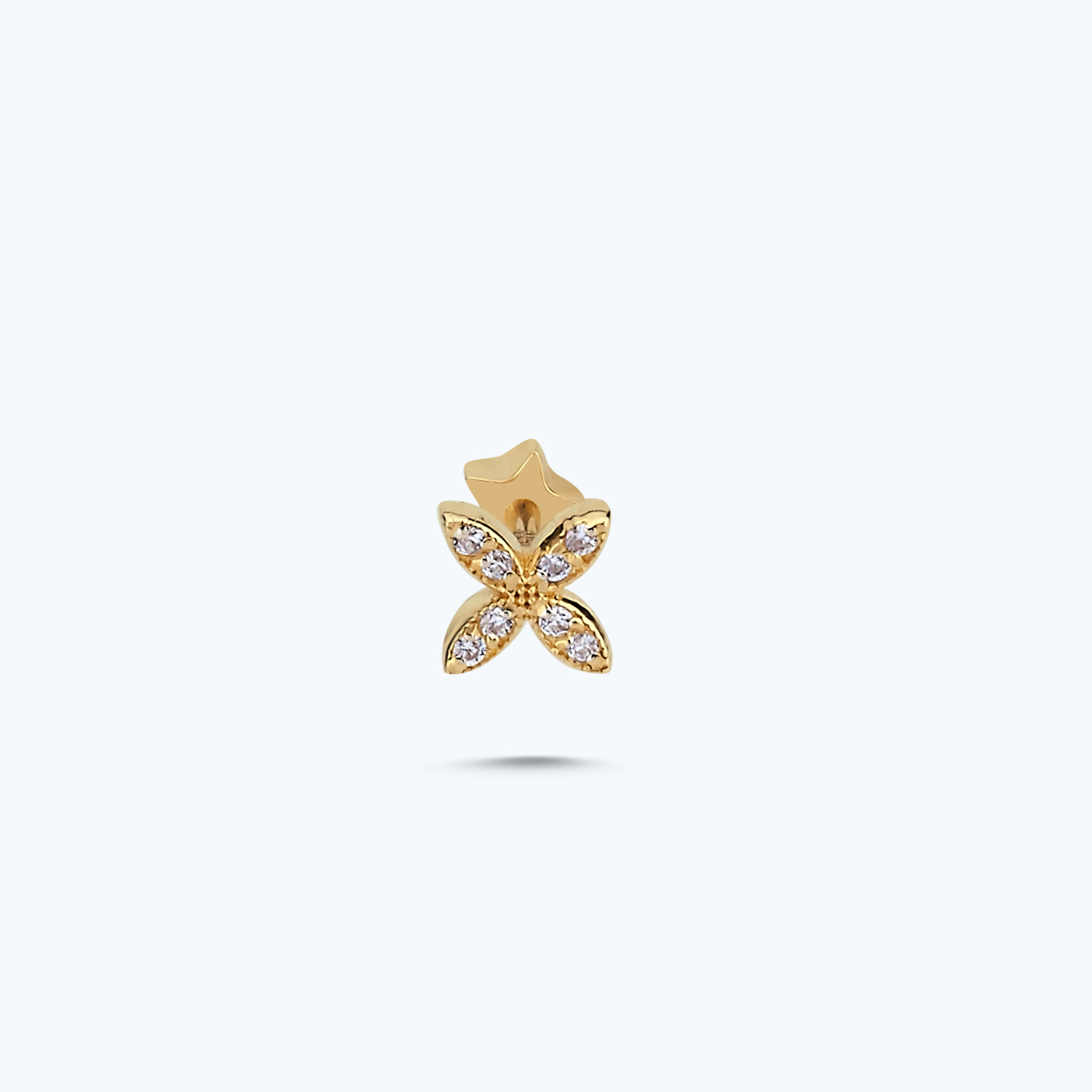 Altın Tragus Çiçek Piercing