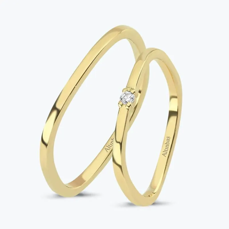 Square Gold Wedding Rings