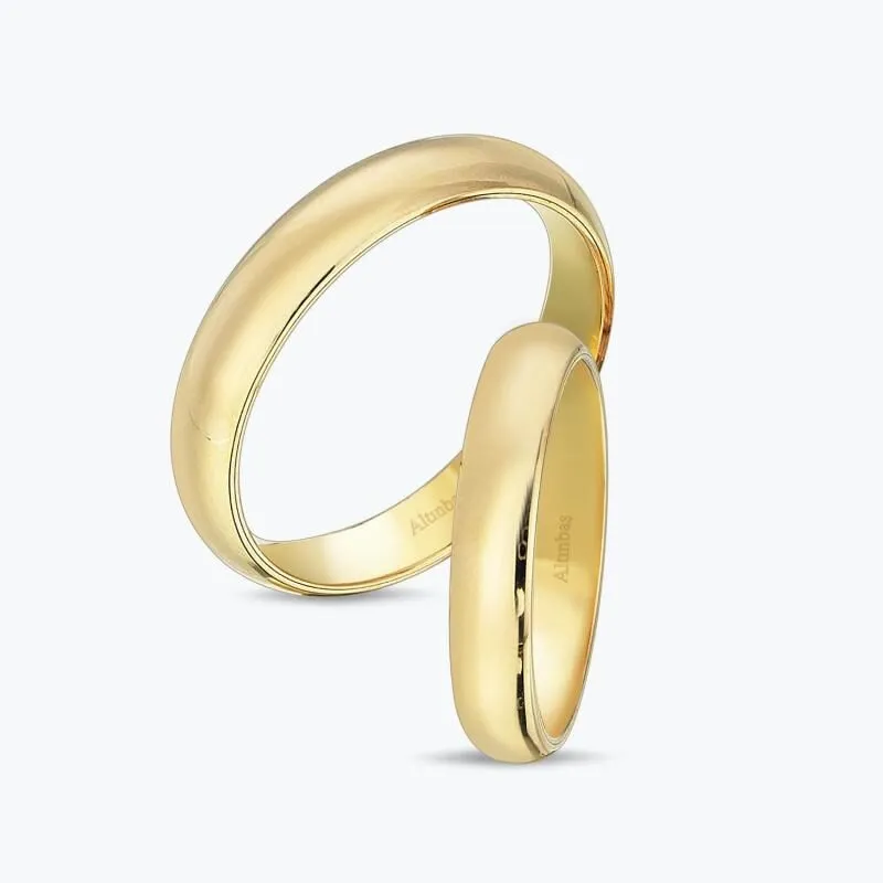 Gold Classical Dished Dual Wedding Ring