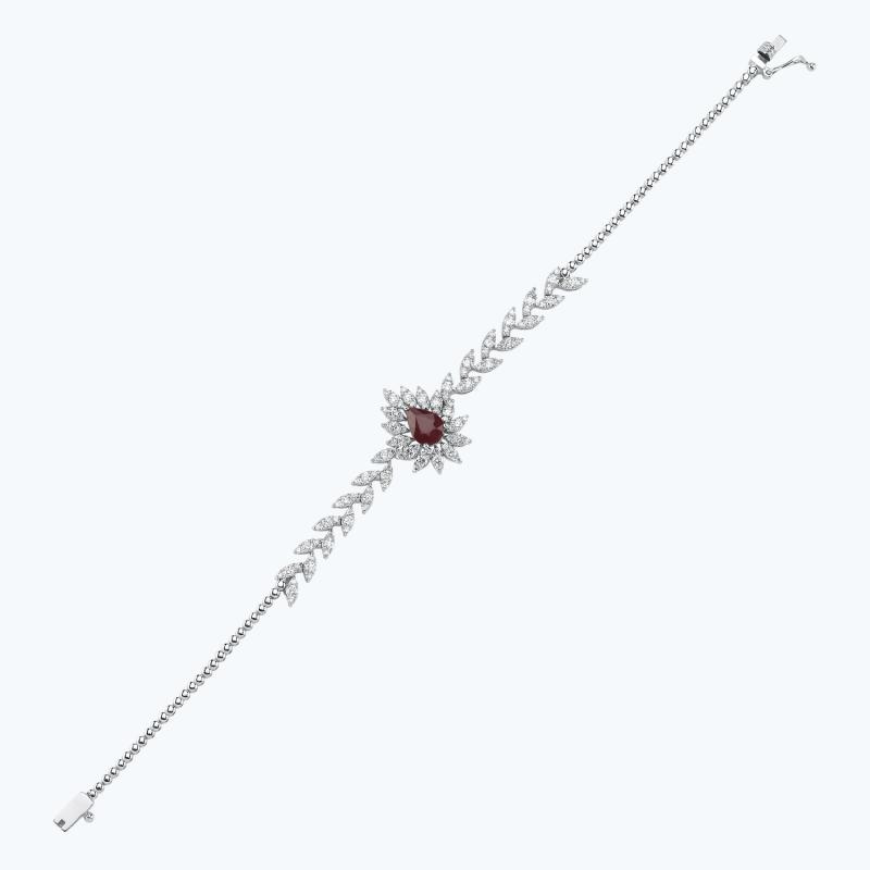 1.59 Carat Ruby Diamond Bracelet