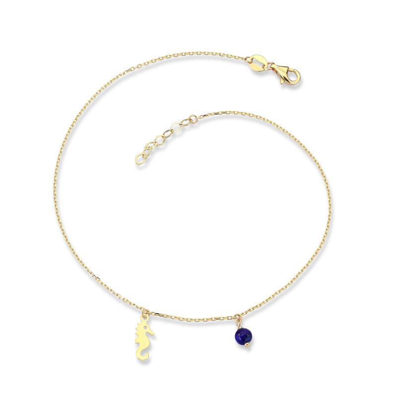 Marin Seahorse Anklet with Lapis Stone