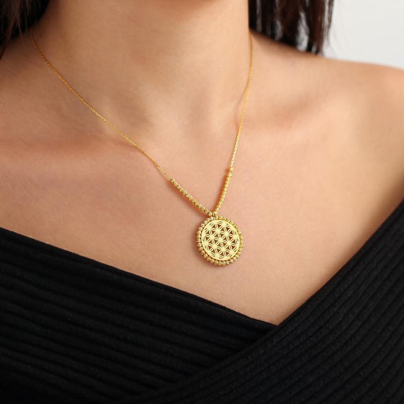 22K Flower of Lİfe Gold Necklace