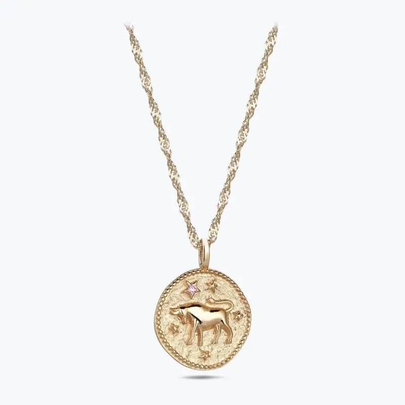 Zodiac Sign Gold Necklace-Taurus