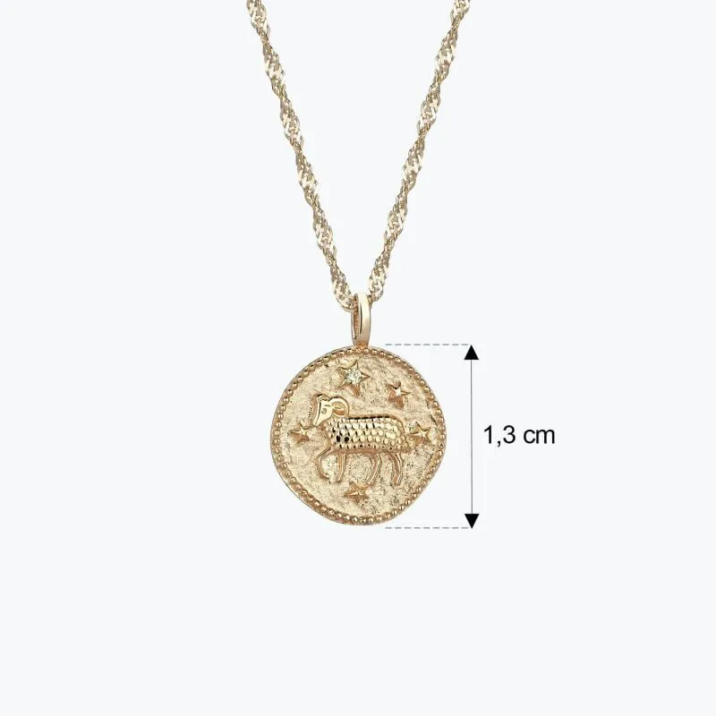 Zodiac Sign Gold Necklace Aries