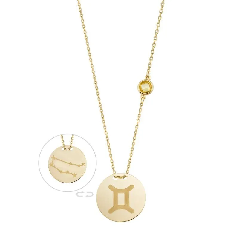 Zodiac Sign Gold Necklace Gemini
