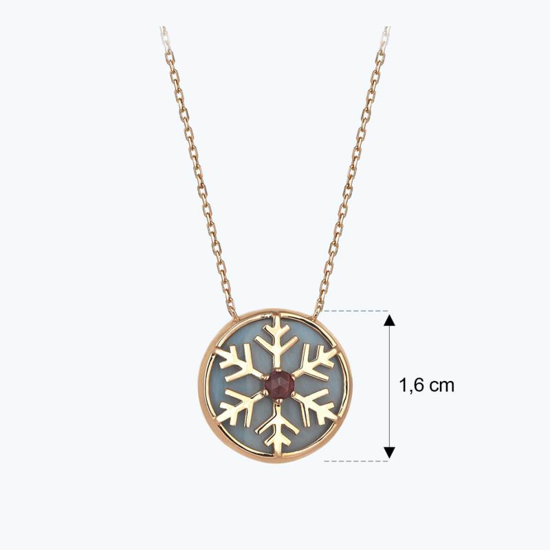 Sardonyx Stone & Snowflake Gold Necklace