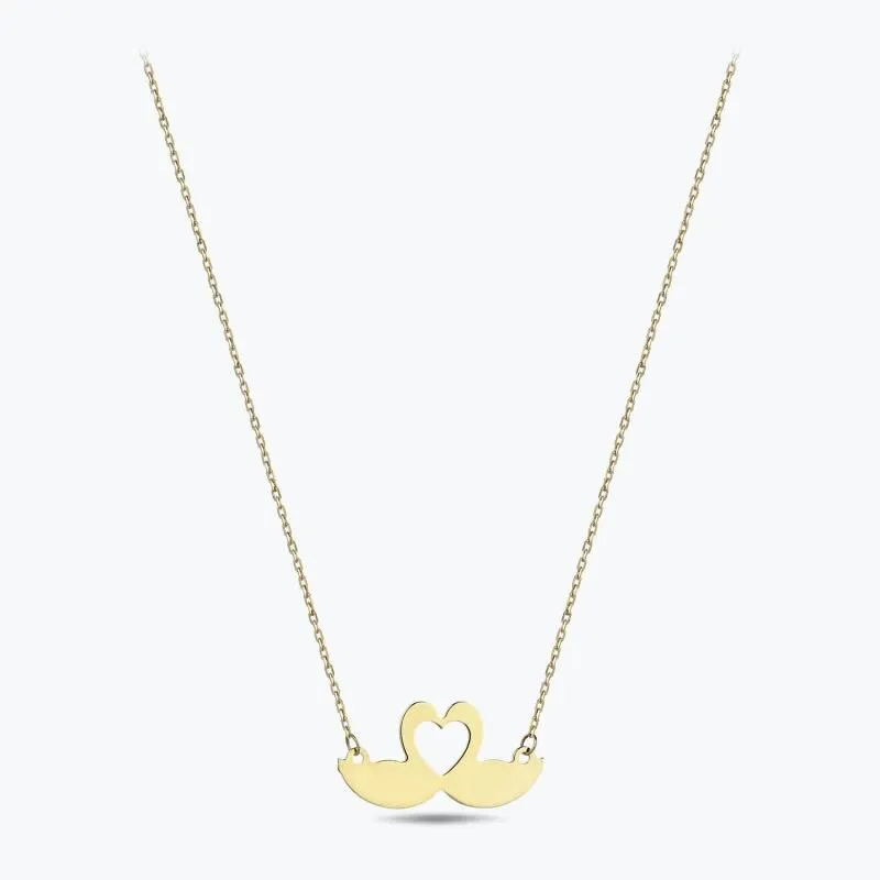 Heart Swan Gold Necklace