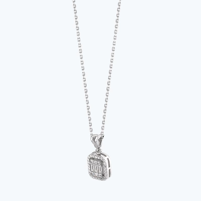 0.09 Carat Baguette Diamond Necklace