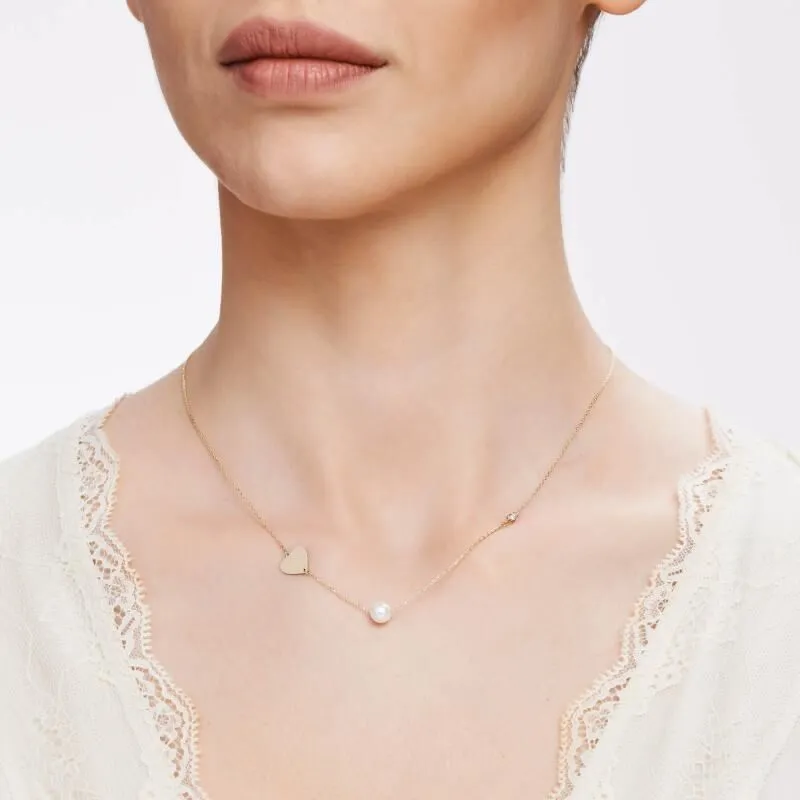 Pearl Heart Diamond Necklace