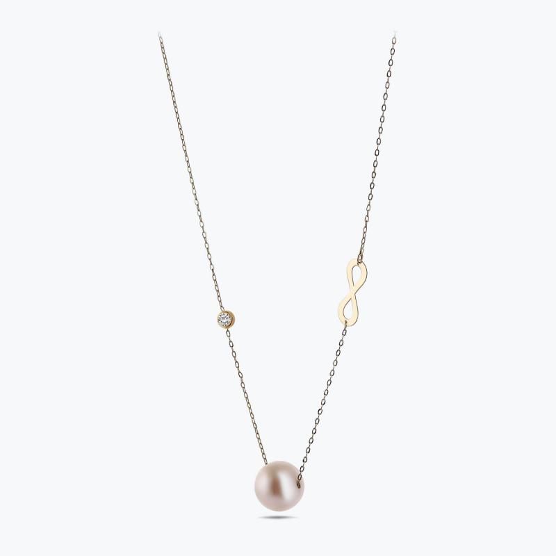 Infinity Pearl Diamond Necklace