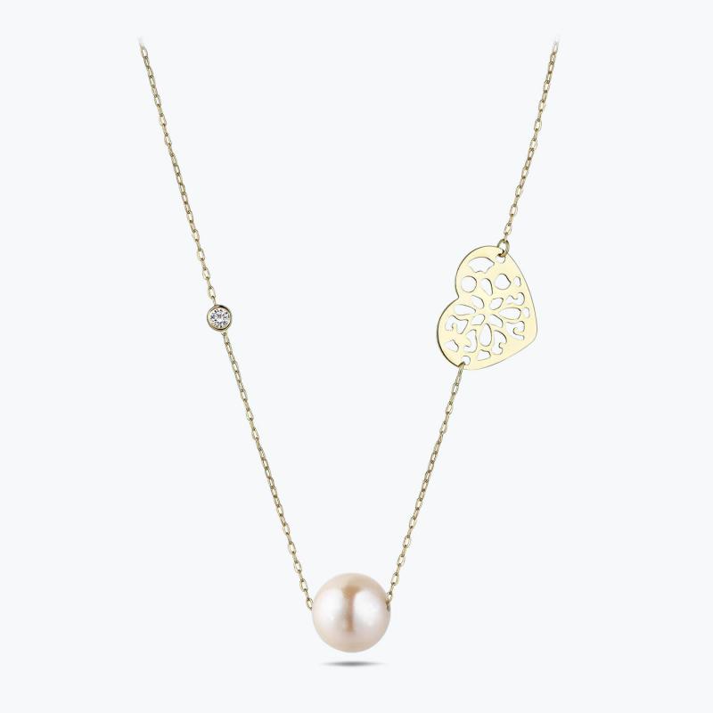 Heart Pearl Diamond Necklace