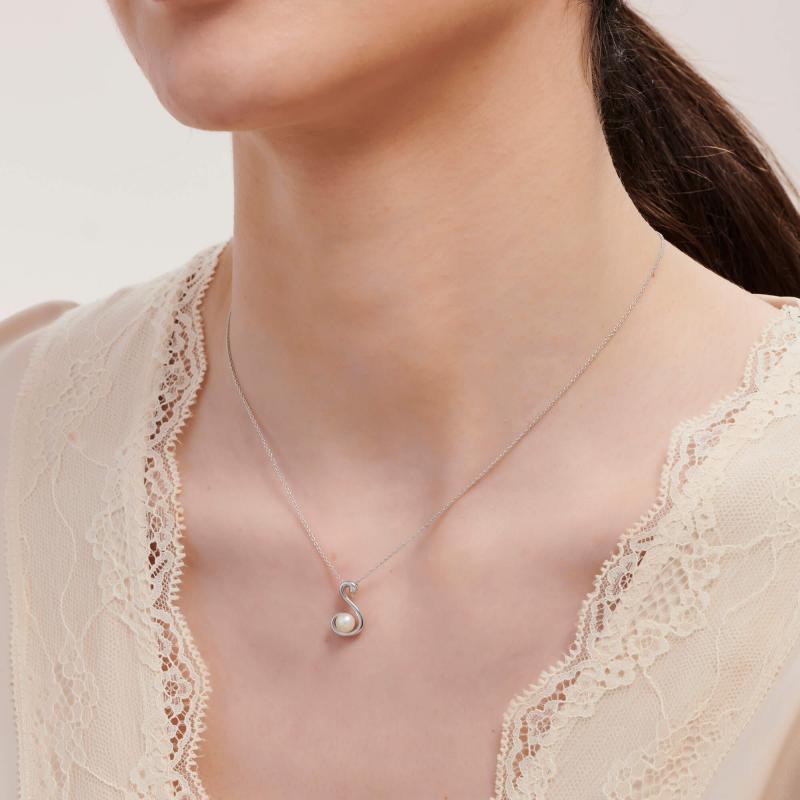 Pearl Swan Diamond Necklace