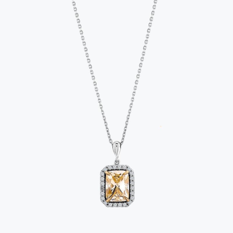 Yellow Quartz Diamond Necklace