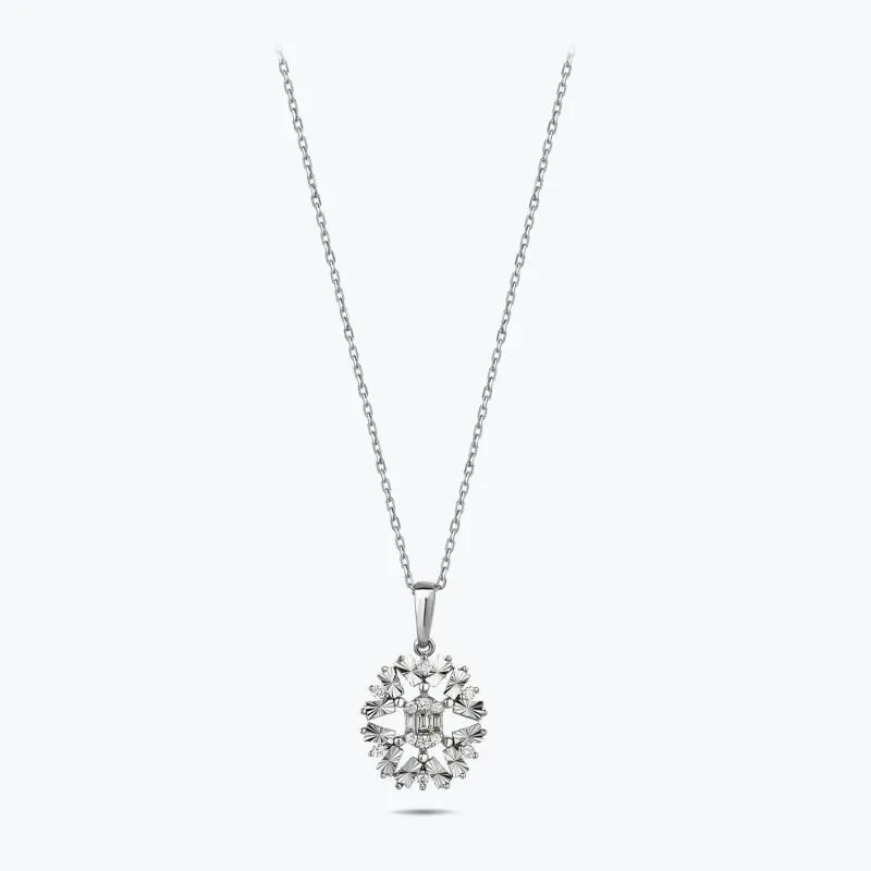 0.14 Carat Snowflake Diamond Necklace