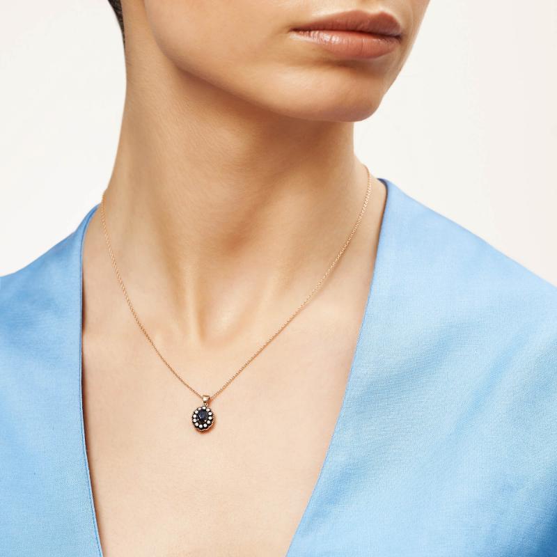 0.10 Carat Sapphire Diamond Necklace