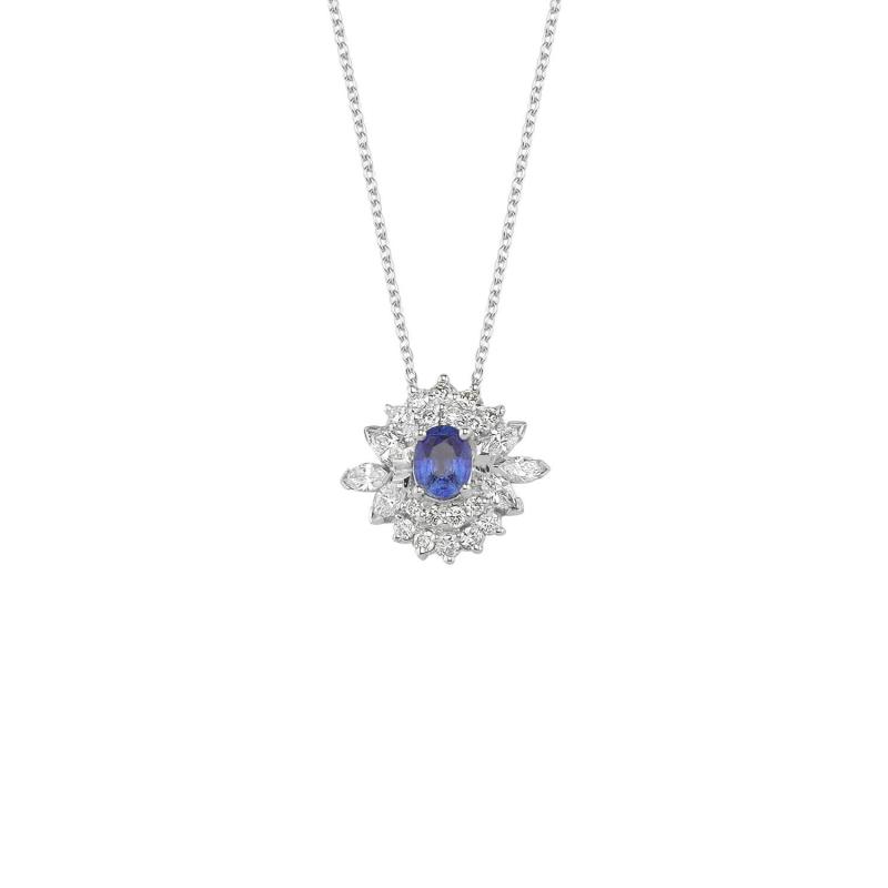 0.57 Carat Sapphire Diamond Necklace