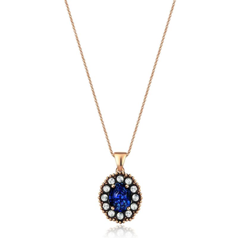 0.10 Carat Sapphire Diamond Necklace