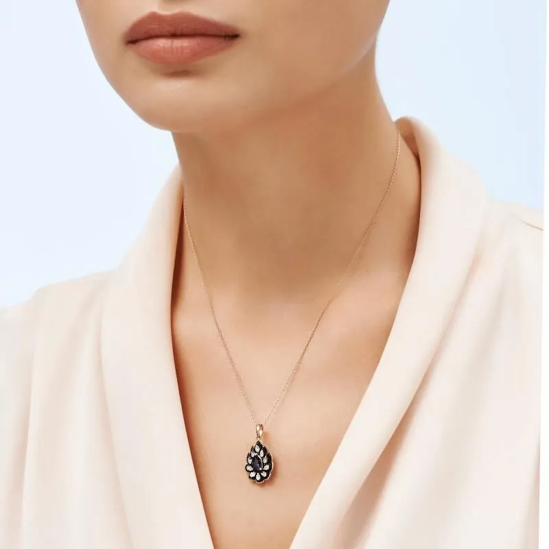 0.04 Carat Sapphire Diamond Necklace