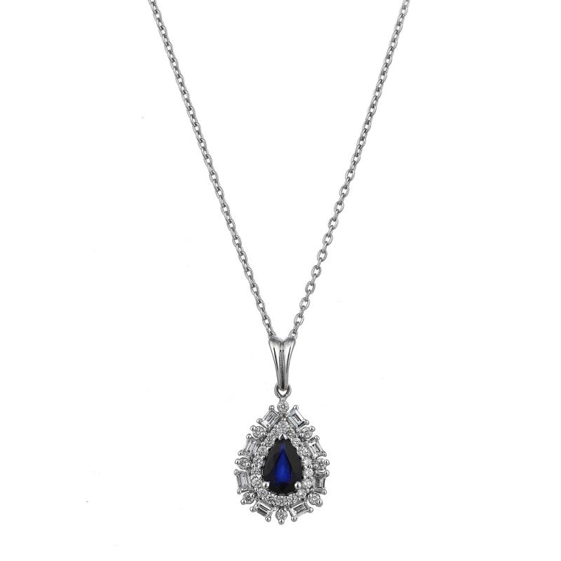 0.24 Carat Sapphire Diamond Necklace