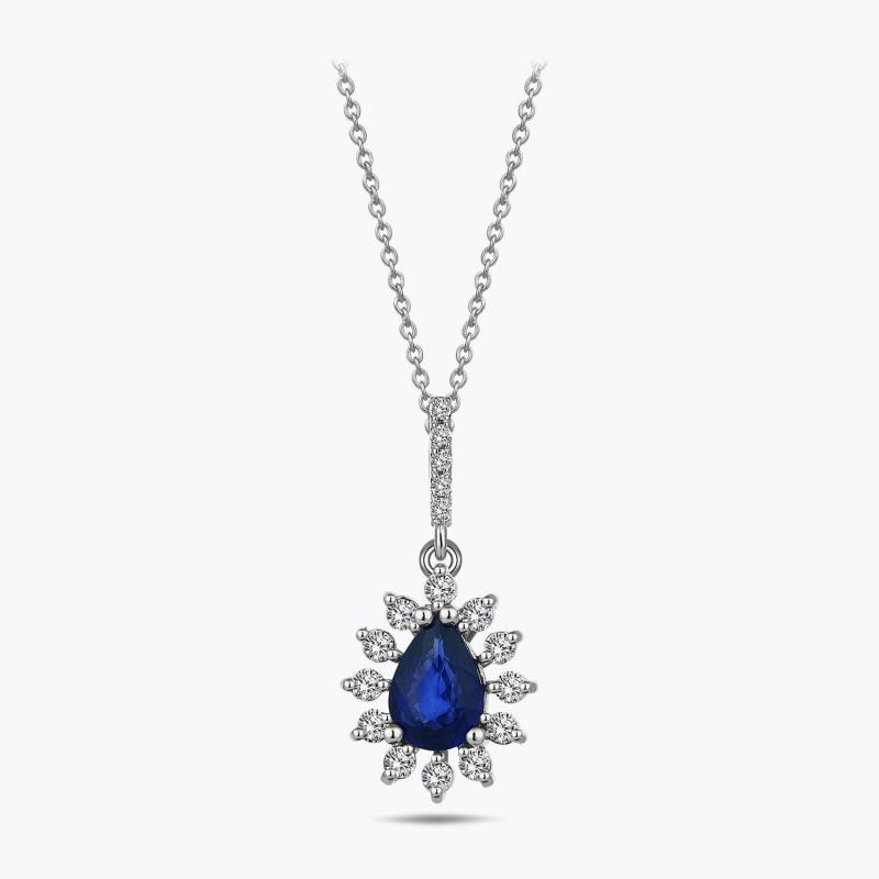 0.25 Carat Sapphire Diamond Necklace