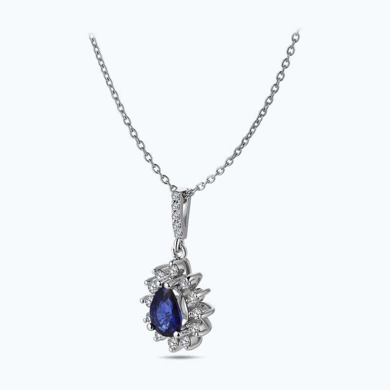 0.25 Carat Sapphire Diamond Necklace