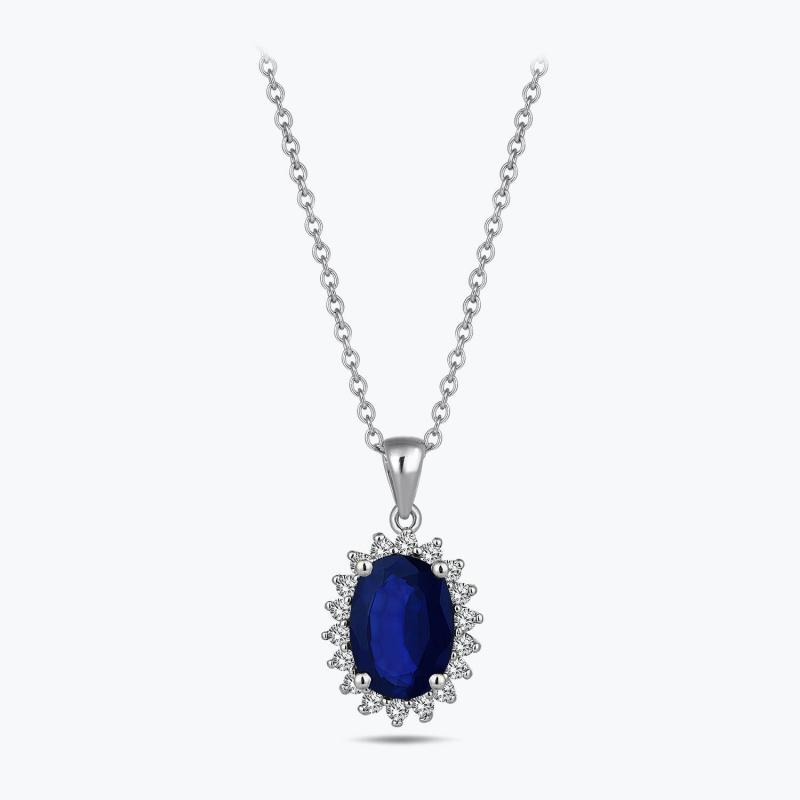 0.14 Carat Sapphire Diamond Necklace