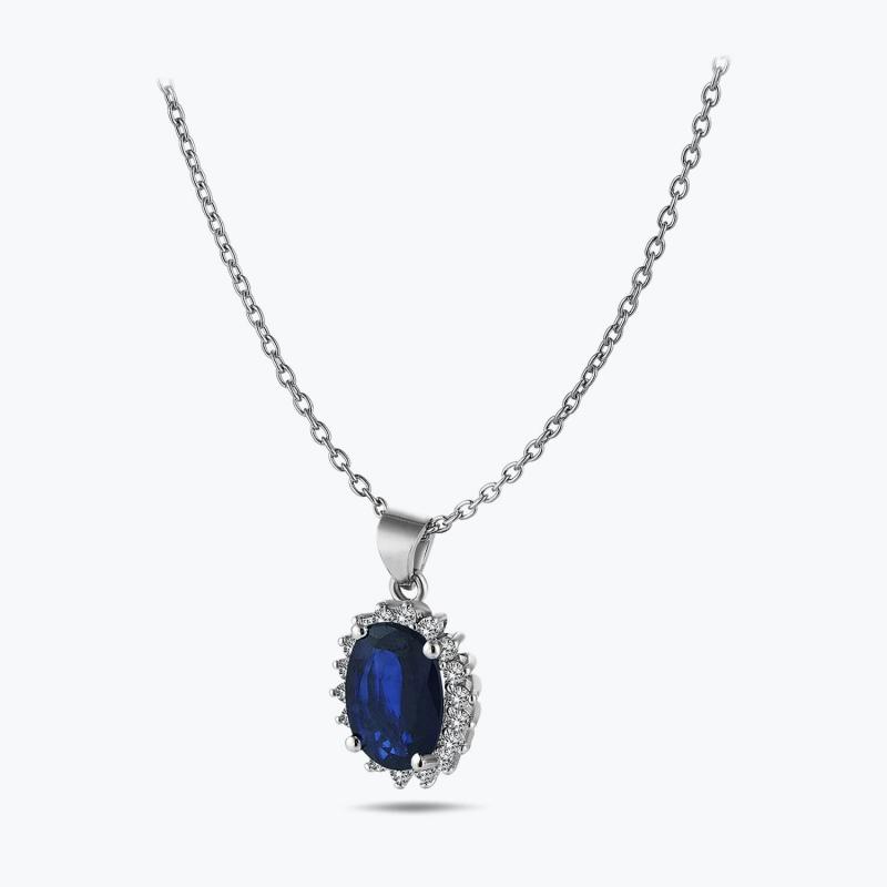 0.14 Carat Sapphire Diamond Necklace