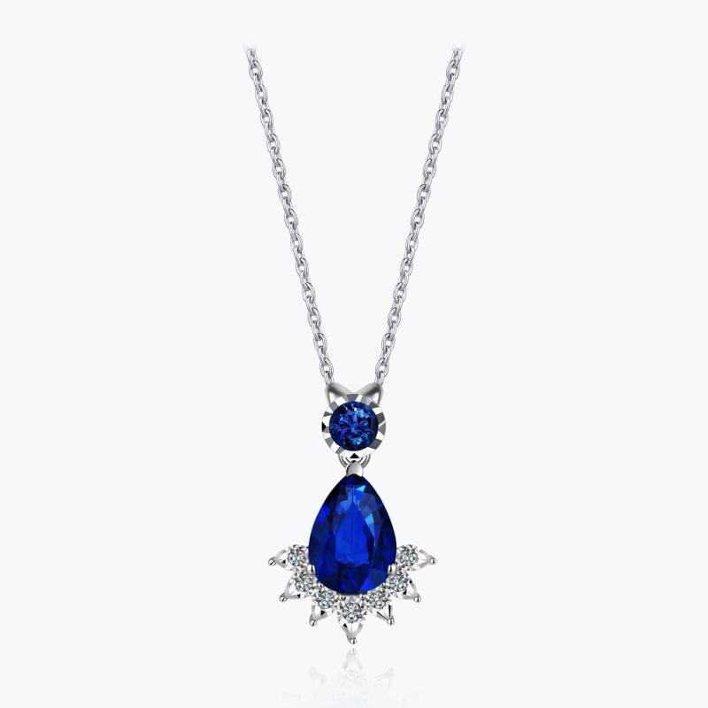 0.04 Carat Sapphire Diamond Necklace
