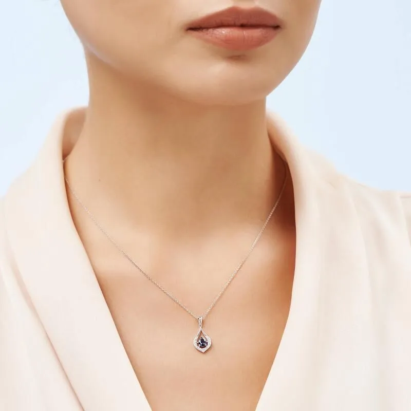 0.09 Carat Sapphire Diamond Necklace